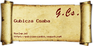 Gubicza Csaba névjegykártya